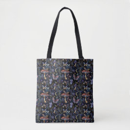 Elegant Butterflies Mushrooms & Botanical Pattern Tote Bag