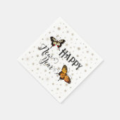 Elegant Butterflies & Stars White Happy Nieuwjaar Servet (Hoek)