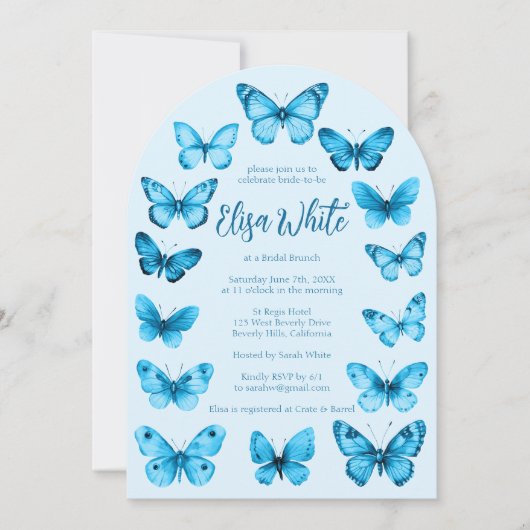 Elegant Butterflies Vrijgezellenfeest CUSTOM Arch Kaart (Voorkant)