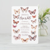 Elegant Butterflies Vrijgezellenfeest CUSTOM Kaart (Staand voorkant)