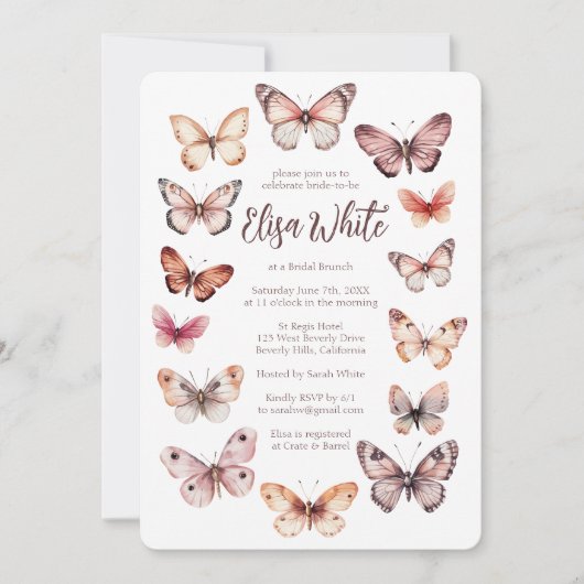 Elegant Butterflies Vrijgezellenfeest CUSTOM Kaart (Voorkant)