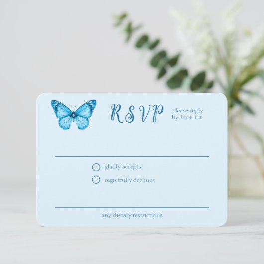 Elegant Butterflies Vrijgezellenfeest CUSTOM RSVP Informatiekaartje (Staand voorkant)