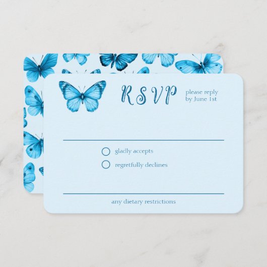 Elegant Butterflies Vrijgezellenfeest CUSTOM RSVP Informatiekaartje (Voorkant / Achterkant)