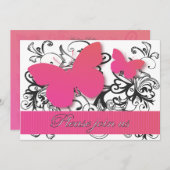 Elegant Butterflies Wedding Invitations Kaart (Voorkant / Achterkant)