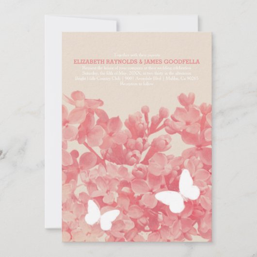 Elegant Butterflies Wedding Invitations Kaart (Voorkant)