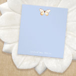 Elegant Butterfly - Aangepast Notitieblok<br><div class="desc">Handgetrokken roestgekleurde vlinder op pastelblauwachtergrond</div>