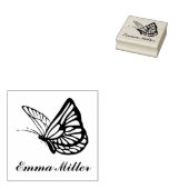 Elegant Butterfly Aangepaste naam Handtekening Rubberstempel (Gestempeld)
