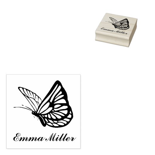 Elegant Butterfly Aangepaste naam Handtekening Rubberstempel