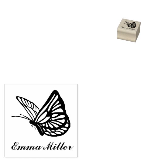 Elegant Butterfly — Aangepaste naam Rubberstempel (Gestempeld)