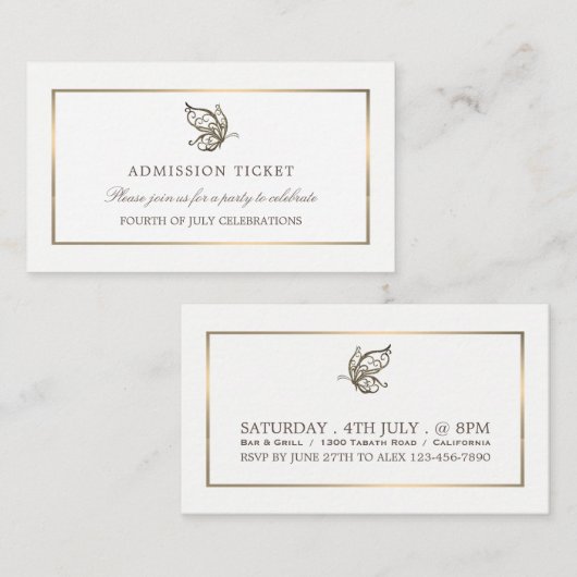 Elegant Butterfly, Admission Ticket Informatiekaartje (Voorkant / Achterkant)