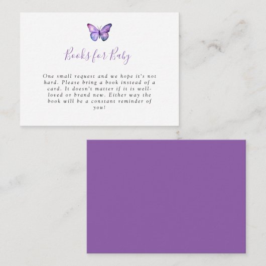 Elegant Butterfly Baby shower Book Request Card Informatiekaartje (Voorkant / Achterkant)