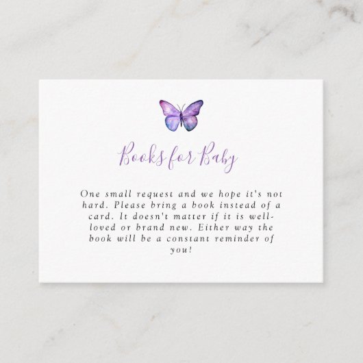 Elegant Butterfly Baby shower Book Request Card Informatiekaartje (Voorkant)