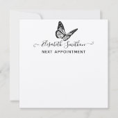 Elegant Butterfly Beautician Next Appointment Card Notitiekaartje (Voorkant)