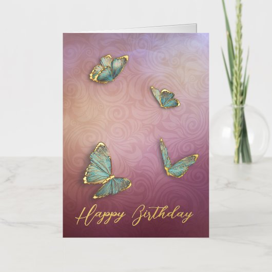 Elegant Butterfly Birthday Folie Wenskaart (Voorkant)
