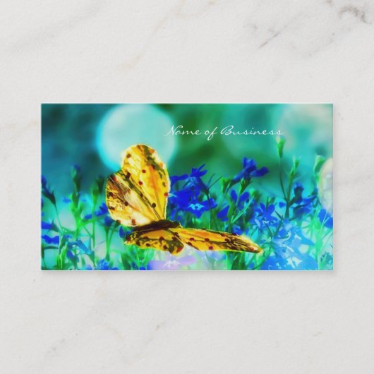 Elegant Butterfly Blue Flower Garden Visitekaartje (Voorkant)
