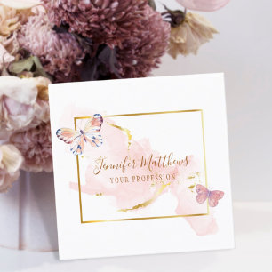 Elegant Butterfly Blush Gold Waterverf Vierkante Visitekaartje