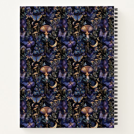 Elegant Butterfly Botanical Night Pattern Notitieboek (Achterkant)