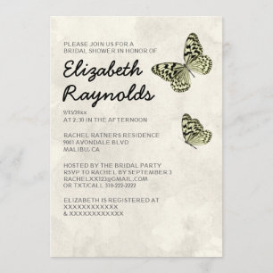 Elegant Butterfly Bridal Shower Invitations Kaart