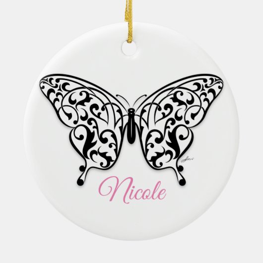 Elegant Butterfly Ceramic Ornament Design by Eksi (Achterkant)