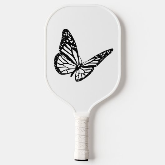 Elegant Butterfly Cute Simple Black and White Name Pickleball Paddle (Achterkant)