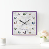 Elegant Butterfly Decorative Square Wall klok (Huis)
