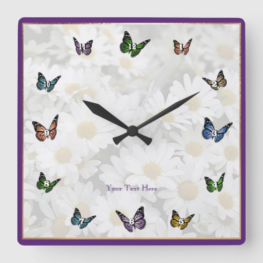 Elegant Butterfly Decorative Square Wall klok (Voorkant)
