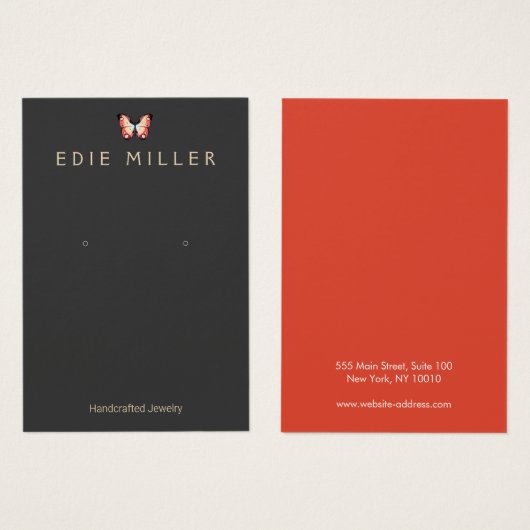 Elegant Butterfly Earring Display Card Visitekaartje (Voorkant /achterkant)
