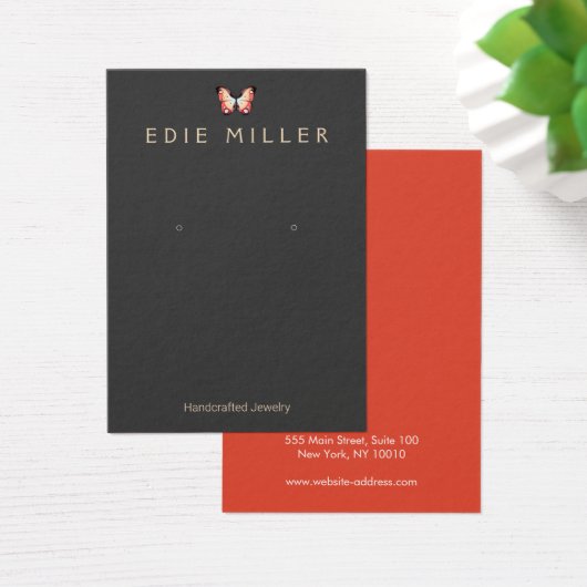 Elegant Butterfly Earring Display Card Visitekaartje (Bureau)