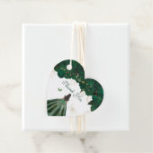 Elegant Butterfly Emerald Green Roos Floral Favor Bedankjes Labels (In situ)