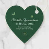 Elegant Butterfly Emerald Green Roos Floral Favor Bedankjes Labels (Achterkant)