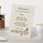 Elegant Butterfly en Floral Wedding Safety Reclamebord Met Voetstuk (Insitu)