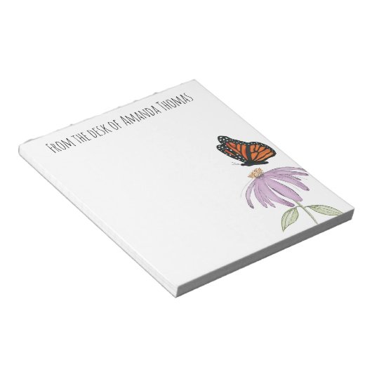 Elegant Butterfly en Paarse Vloerstijl Notitieblok (Schuin)