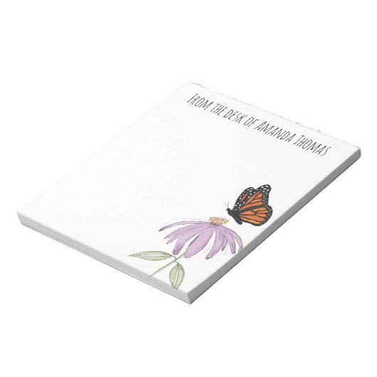 Elegant Butterfly en Paarse Vloerstijl Notitieblok (Linkerzijde)