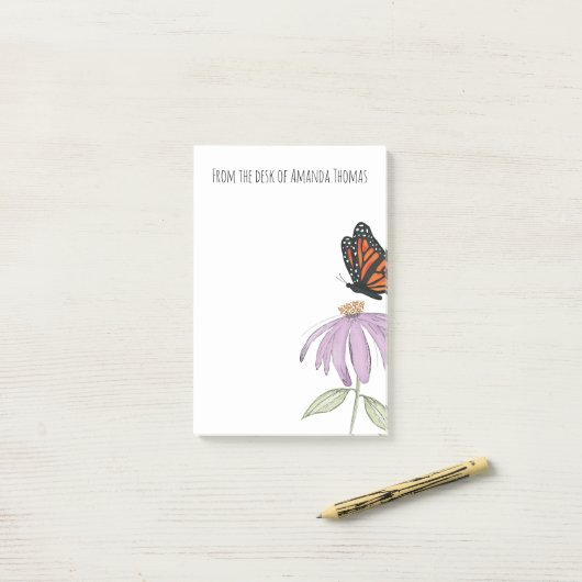 Elegant Butterfly en Paarse Vloerstijl Post-it® Notes (Op bureau)