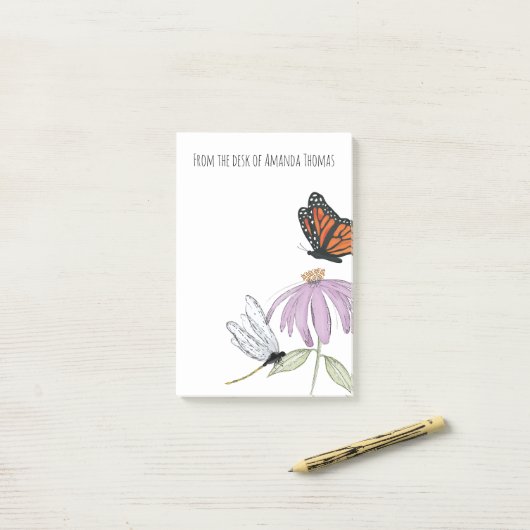 Elegant Butterfly en Paarse Vloerstijl Post-it® Notes (Op bureau)