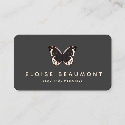 Elegant Butterfly Event Planner Logo Visitekaartje (Voorkant)