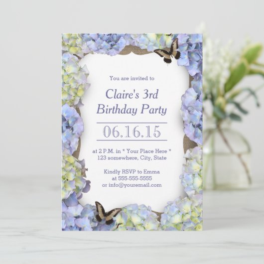 Elegant Butterfly  Floral Birthday Party Kaart (Staand voorkant)