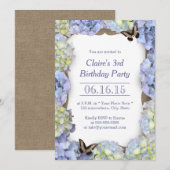 Elegant Butterfly  Floral Birthday Party Kaart (Voorkant / Achterkant)