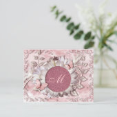 Elegant Butterfly Floral Gem Monogram Briefkaart (Staand voorkant)