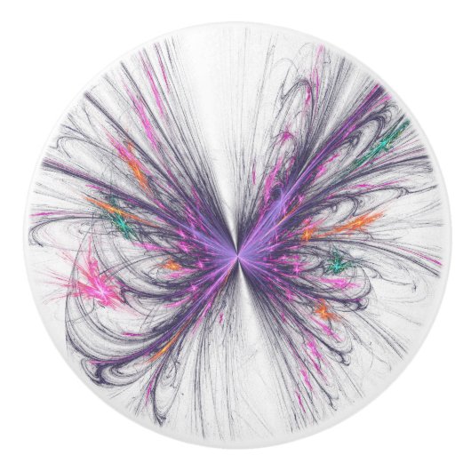 Elegant Butterfly Fractal Keramische Knop (Voorkant)