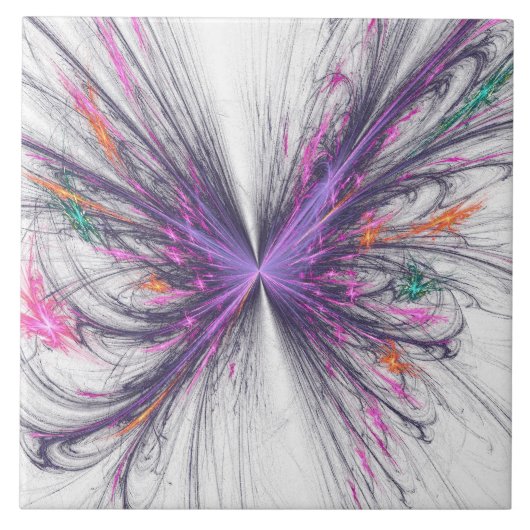 Elegant Butterfly Fractal Tegeltje (Voorkant)