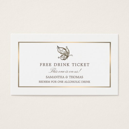 Elegant Butterfly, Free Drink Ticket Visitekaartjes (Voorkant)
