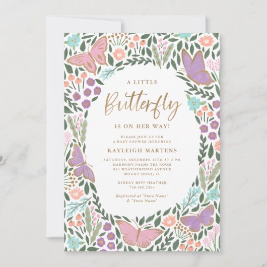 Elegant Butterfly Garden Baby shower Kaart (Voorkant)