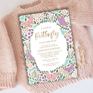 Elegant Butterfly Garden Baby shower Kaart