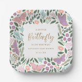 Elegant Butterfly Garden Baby shower Papieren Bordje (Voorkant)
