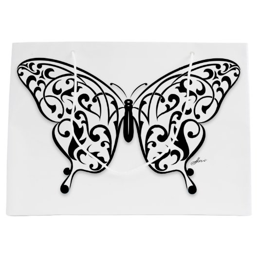 Elegant Butterfly Gift Bag Design by Eksi Groot Cadeauzakje (Voorkant)