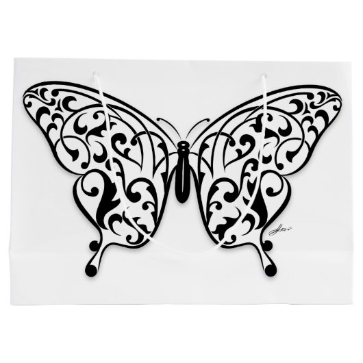 Elegant Butterfly Gift Bag Design by Eksi Groot Cadeauzakje (Achterkant)