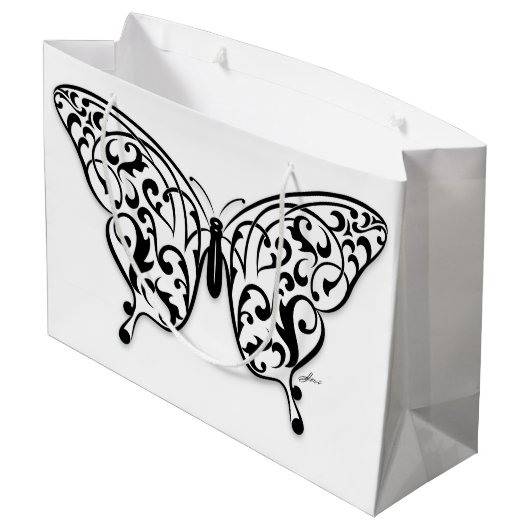 Elegant Butterfly Gift Bag Design by Eksi Groot Cadeauzakje (Achterkant Gekanteld)