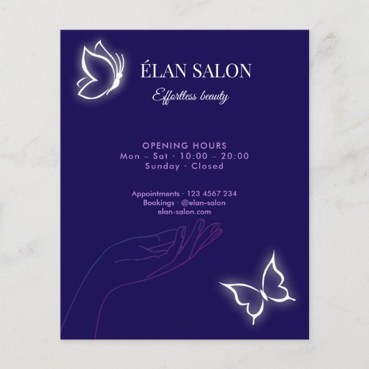 Elegant Butterfly Glow Chic Beauty Salon Flyer (Voorkant)