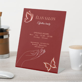 Elegant Butterfly Glow Chic Beauty Salon Reclamebord Met Voetstuk
